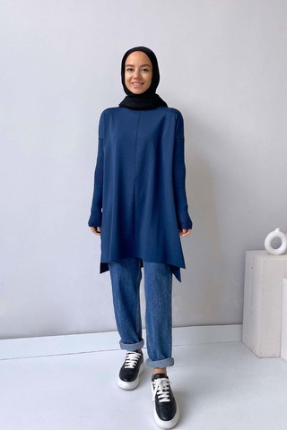 Mira Merserize Tunik - Petrol Mavi Petrol Mavi