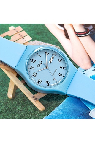 Q&Q QCG21206 Soft Mavi Su Geçirmez Çift Takvimli Unisex Kol Saati