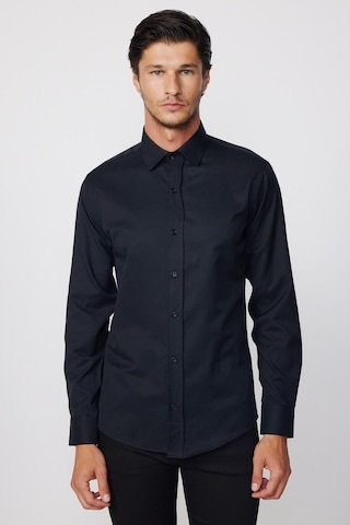 Tudors Modern Slim Fit Uzun Kollu Pamuklu Kolay Ütü Armürlü Siyah Erkek Gömlek-28350 Siyah