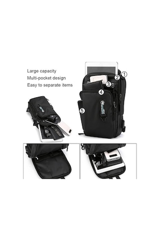 Maoyaya 1100-17 Usb Şarjlı Erkek Göğüs Çantası 001 Siyah