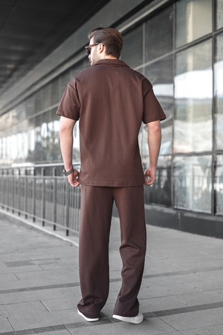 Madmext Acı Kahverengi Polo Yaka Erkek Alt Üst Takım E7356 Acı Kahverengi