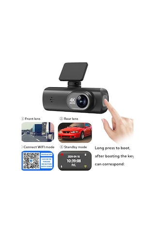 V22 Hd 4k Kamera Ön Ve Arka Çift Kayıt Wifi Araç İçi Kamera