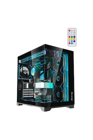 Revenge Supernova x7 ARGB Fanlı ATX Temperli Cam Panel Akvaryum Kumandalı Gaming Bilgisayar Kasası Siyah