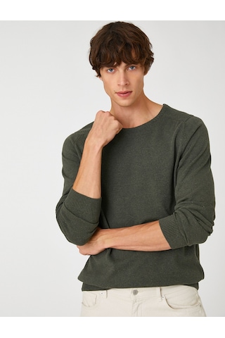 Koton Basic Triko Kazak Bisiklet Yaka Dar Kesim Haki 3wam70013ht 3WAM70013HT801 Haki