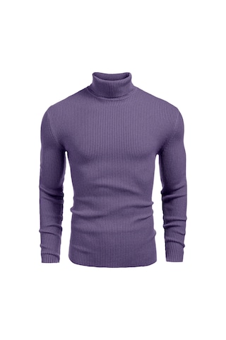 Polızeı Erkek Slim Fit Boğazlı Triko Kazak Esnek Dokulu Lila