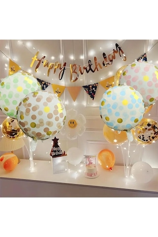 Kahverengi Gold Puantiyeli Yuvarlak Folyo Balon 45 Cm Kahverengi