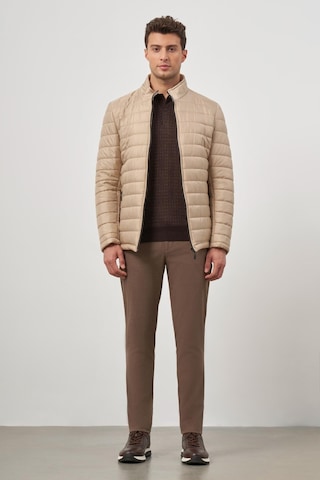 İmza Bej Kapitone Hakim Yaka Düz Yırtmaçsız Tam Astar Slim Fit Classic Mont 1007245155 Bej