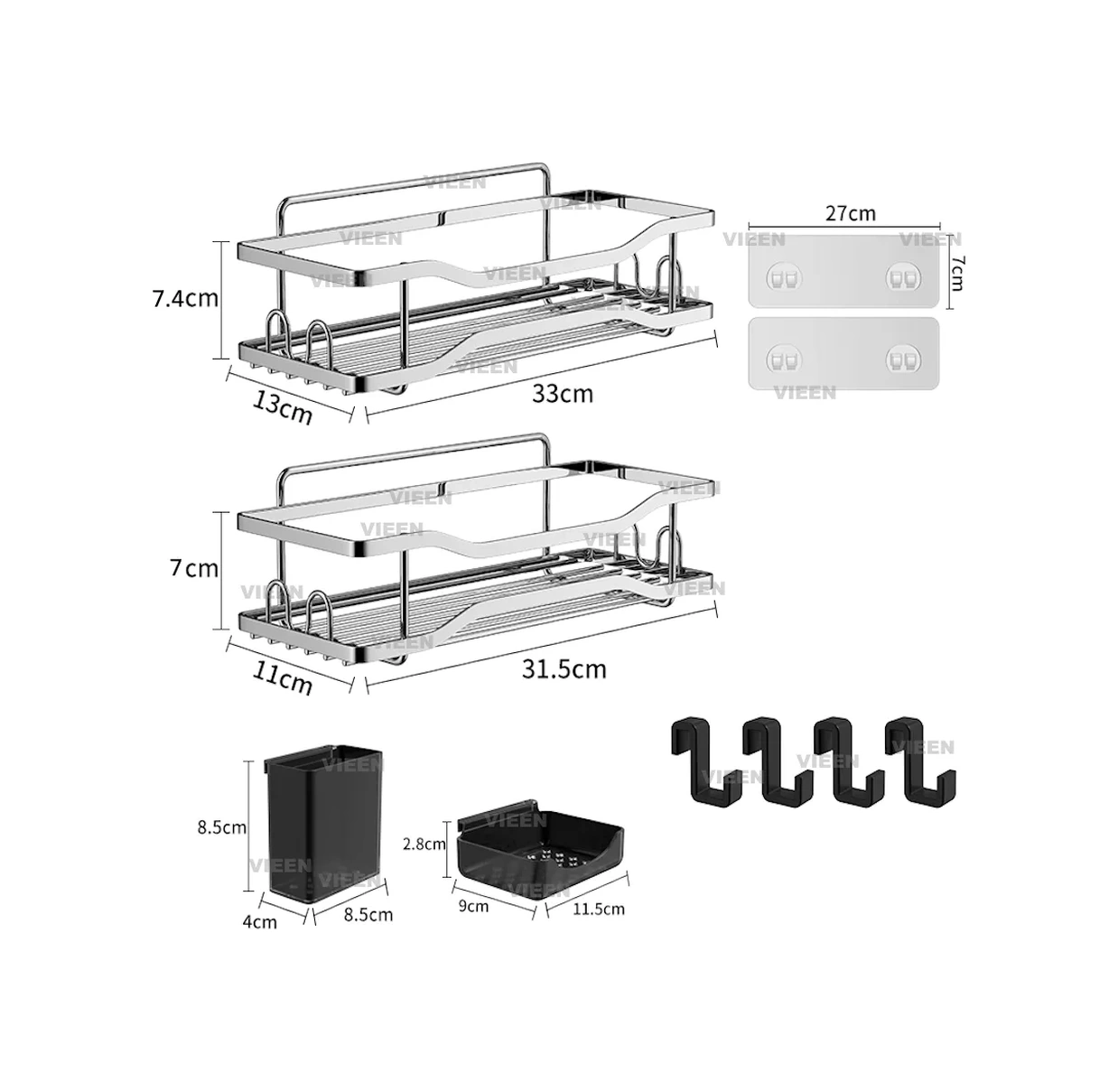 Vieen Delme Gerektirmeyen Banyo Rafı 312144667 Gri
