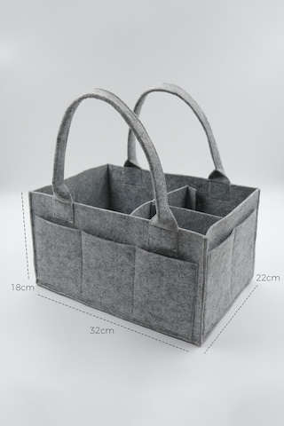 Jasper Sade Keçe Anne Bebek Bakım Organizer Çantası Gri