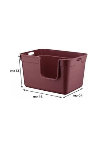 Yarı Açık Bordo Kedi Tuvaleti 54x40x32 Cm, Rahat Kullanım Açık Ahşap
