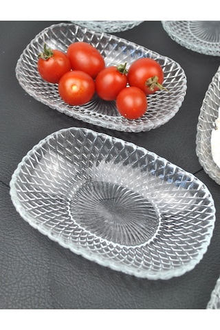 2'li Cam Kase Sunum Kayık Meze Tabağı Çerezlik Kasesi 15cm-vera