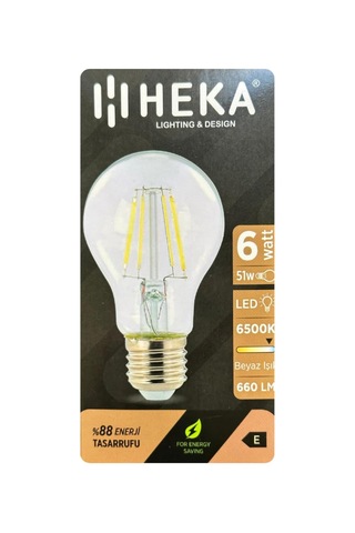 Led Ampul, 6w 51w , 6500k Beyaz Işık, E27 Duy, Şeffaf, 8 Adet Diğer
