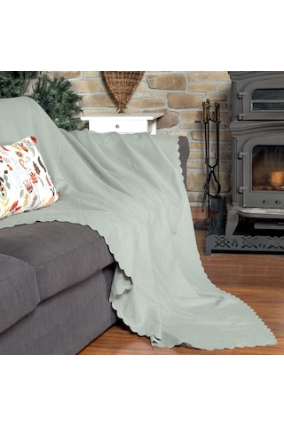 Mikrofiber Şönil Fitilli Minimalist Koltuk Örtüsü -175x350 Cm Xlarge, Çift Taraflı, Kaymaz, Terletmez, A.gri Çok Renkli