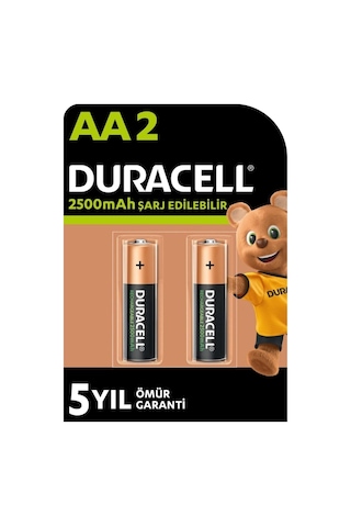 Duracell HR6/DX1500 2500 mAh AA Şarj Edilebilen Kalem Pil 2'li
