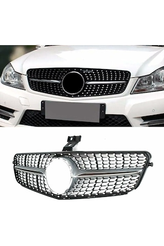 Mercedes C Serisi W204 Diamond Ön Panjur Izgara Seti Krom-siyah 2