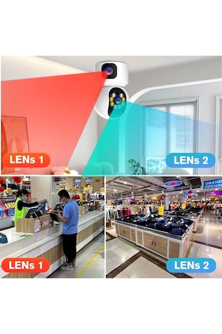 Yosee Uygulama Çift Kameralı Wifi Bağlantılı Gece Görüşlü Ev Tipi Güvenlik Kamerası