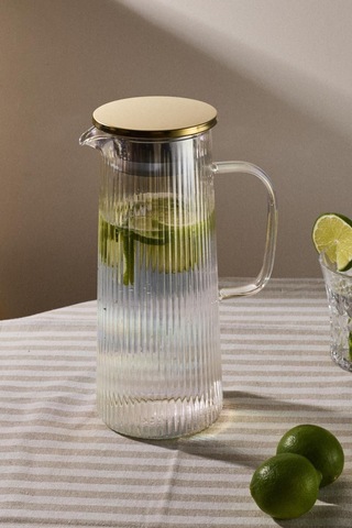 Pina Luster Çizgi Dokusu Filtre Kapaklı Sürahi 1300ml Luster