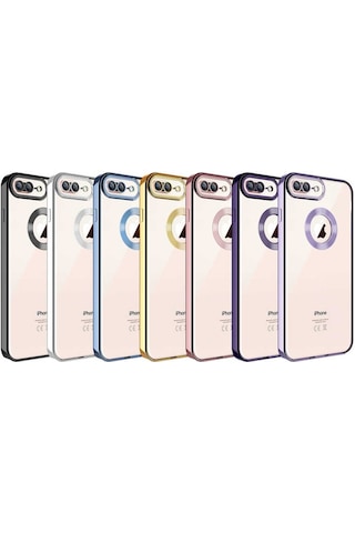 Apple Uyumlu iPhone 8 Plus Kılıf Kamera Korumalı Logo Gösteren Zore Omega Kapak