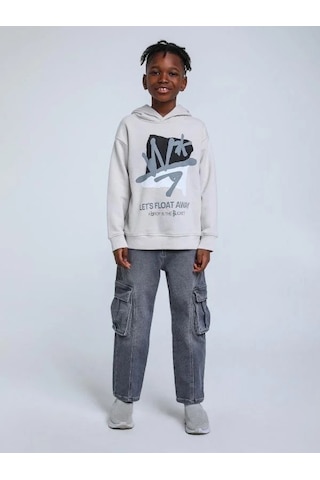 Jack Lions Erkek Çocuk Desenli Şardonlu 3 İplik Sweatshirt-14259 Gri