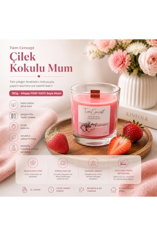 Kokulu Mum - 150 Gr Ahşap Fitilli Kokulu Mum %100 Doğal Soya Mumu Özel Hediye Kutulu Parafinsiz Saf Soya Wax Ç Diğer