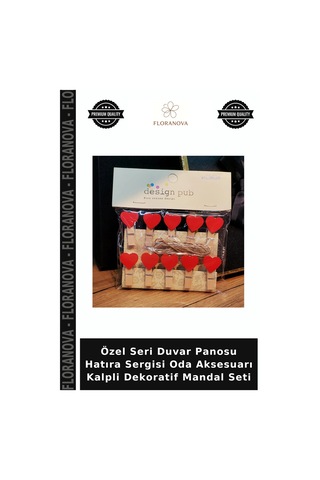 Özel Seri Duvar Panosu Hatıra Sergisi Oda Aksesuarı Kalpli Dekoratif Mandal Seti