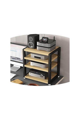 3 Katmanlı Hifi Masaüstü Amplifikatör Mobilya, Av Medya Standı, Ahşap Raf, Köşe Stereo Mobilya, Ses Kulesi, Masaüstü Stereo Bileşenleri İçin Hifi Mobilya Şeffaf Ceviz, 4 Çok Renkli