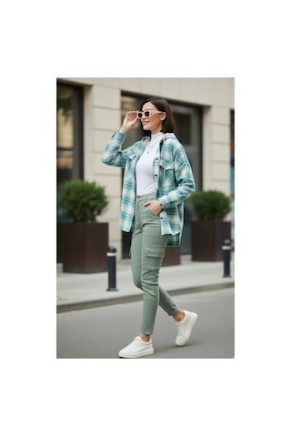 Polologin Butik Mevsimlik Kapüşonlu Kareli Ceket Gömlek - Sokak Stili Oduncu Gömleği Yeşil