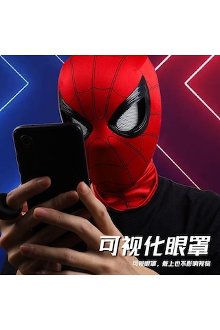Spider-man Elektrikli Otomatik Göz Kırpan Maske Mk006 Uzaktan Kumandalı Model Işık Usb Şarjlı Siyah Siyah