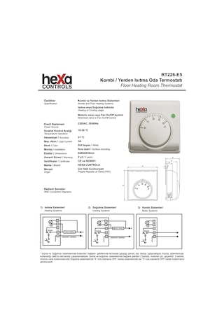 Hexa Controls Hexa Rt226-e5 Kablolu Oda Termostadı - Lambalı