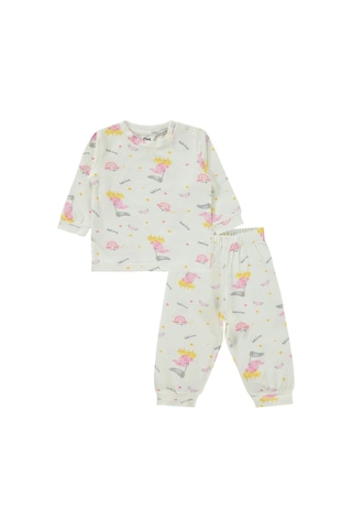 Civil Baby Küçük Fileli Tavşan Empirme 6-18 Ay Pijama Takımı - Ekru