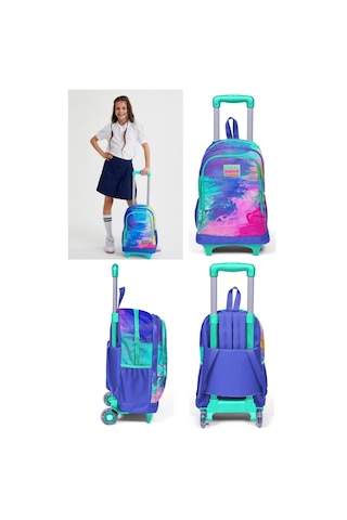 Coral High Kız Çocuk Eflatun Airbursh Tekerlekli Okul Çantası Ve Kalemlik Seti