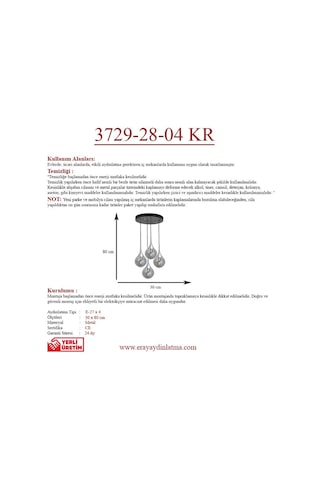 Eray Aydınlatma Ery 3729-28-04 4 Lü Krom Sarkıt Avize Krom