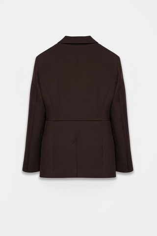 Kadın Acı Kahve Bağcıklı Dokuma Blazer Acı Kahve