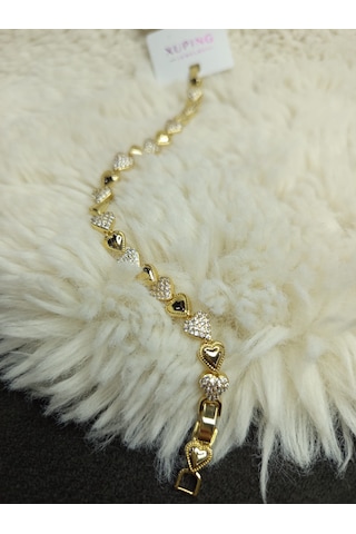 Beren Xupıng Kalpli Çelik Bileklik Gold 16+3 Cm