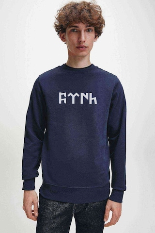 Göktürk Türk Baskılı Indigo Mavi Lacivert Erkek Sweatshirt