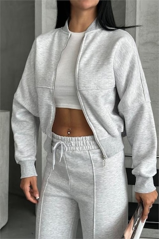 Neşeli Butik Kadın Pamuklu Kışlık Rahat Kesim Eşofman Takımı Nbg112 Gri