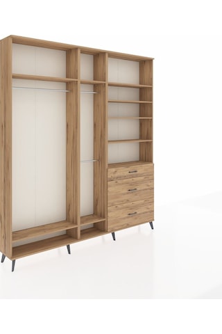 Arges Dolap 9 Raflı 3 Çekmeceli 3 Askılı 220x30x243 Çam-çam/çam Atlas Çam/atlas Çam
