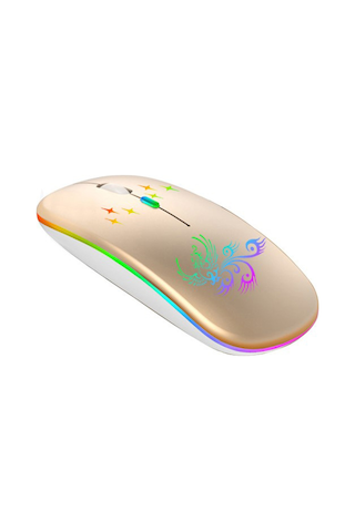 Lemestar Optik Kablosuz Sessiz Fare - 2.4g+bt3.0+bt5.2 Üçlü Mod, Ergonomik Tasarım, 500mah Şarj Edilebilir Pil, Altın Optik