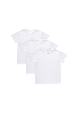 Erkek Çocuk Beyaz Yarım Kollu Fanila Süprem Atlet % 100 Pamuklu Atlet 3 Lü Paket 310-510-3b Beyaz