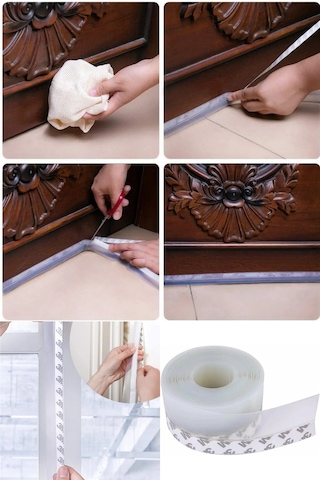 4 Metre Şeffaf Rüzgar Geçirmez Silikon Sızdırmazlık Şeridi Kapı Pencere Rüzgar Sızdırmaz Bant