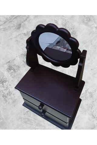 Hobi Erdl Model 90526 Papatya 2 Çekmeceli Aynalı Makyaj Kutusu El Yapımı