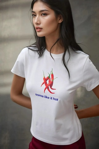 Hiccup Kadın Bisiklet Yaka Kısa Kollu Önü Baskılı Pamuklu T-shirt Beyaz
