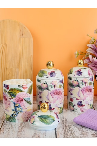 Miss Betty Porselen 3lü Küçük Baharat Takımı Rose Deluxe Miss-16895-25 Çok Renkli