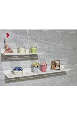 2'li Banyo Rafları Duvar Tipi Siyah 5 Adet Vida Dübel Dahil Paslanmaz Çelik Beyaz