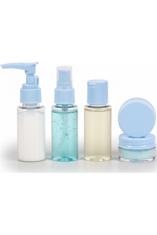 5 Li Seyahat Dolum Şişe Seti 30 Ml Şeffaf Taşıma Çantalı Çok Renkli