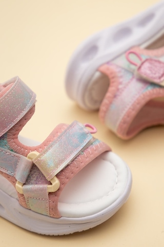 Dilimler Ayakkabı Şirinbebe Ortopedik Kız Bebek Sandalet Pudra Işıklı Taban Cırtlıyan Kapalı-4741