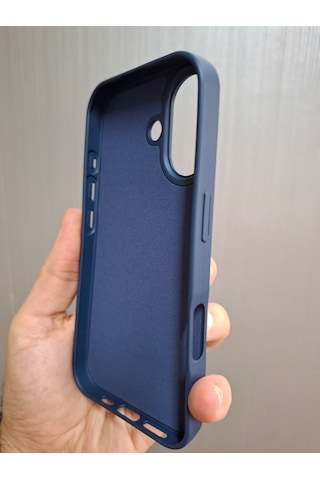 Apple Uyumlu iPhone 17 Logolu İçi Kadife Silikon Lansman Kılıf Lacivert