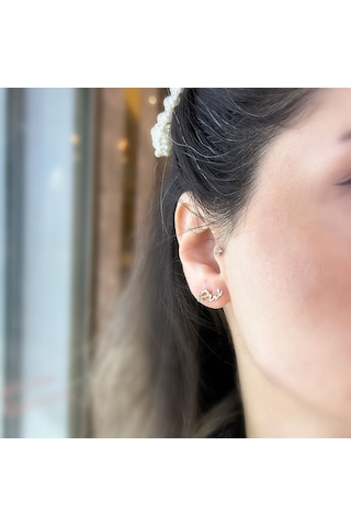 Engingold 14k Altın El Yazısı Tek İsim Küpe