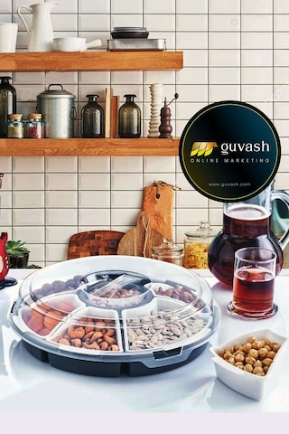 7 Bölmeli Lüx Kahvaltılık, Çerezlik, Saklama Kabı Evinizin Gereci Gri-şeffaf Gri - Şeffaf