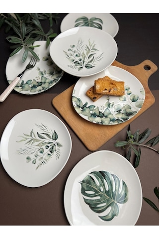 Tabak Evi Porselen Hoja Verde Pebble Pasta Takımı 19x21cm 6 Parça